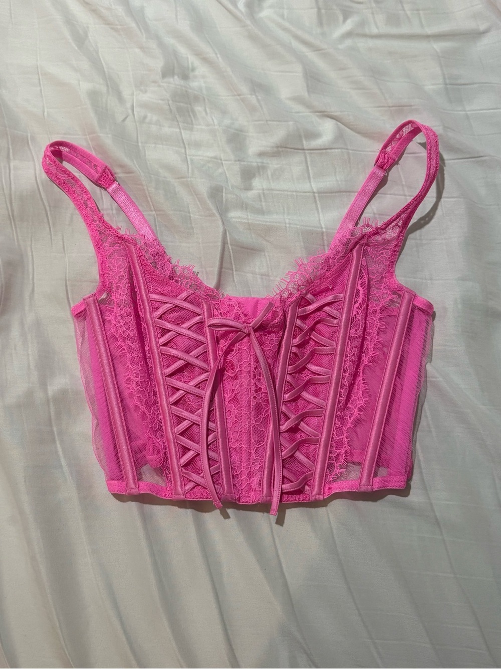 Hot Pink Dream Angels Lacy Corset Top